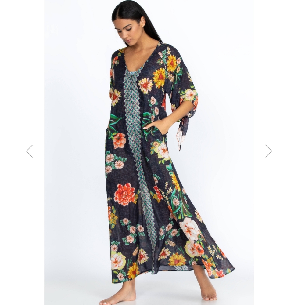 JOHNNY WAS Mia Floral Border Long Maxi Dress - SMALL - Picture 1 of 14